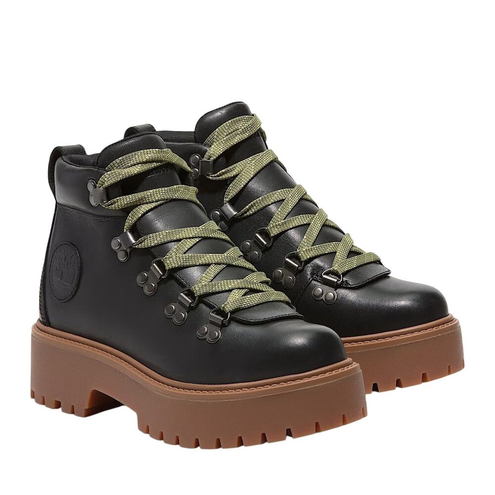 Timberland Women's Stone Street Mid Lace-Up Platform Black Hiker - Size: 9.5
